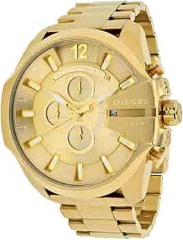 DIESEL ディーゼル腕時計 MEGA CHIEF オールゴールドDZ4360 Amazon.com: Diesel Mega Chief Stainless Steel Chronograph